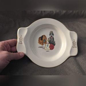Vintage Georgian China Child's Plate w/ Dog Bunny & Basketball "I go here"